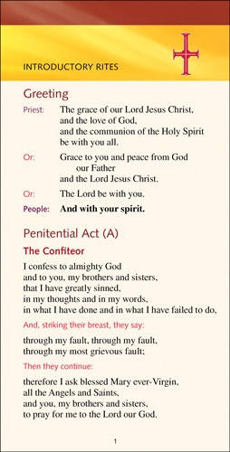 PEW CARD FOR MASS - REVISED ROMAN MISSAL