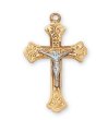 Gold over Sterling Silver Two-Tone Crucifix w 18" chain