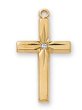 Gold over Sterling Silver CZ Cross w 18" Chain, Boxed
