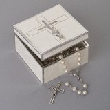 Cross/Wheat/Chalice Keepsake/Rosary Box 2.25"" H