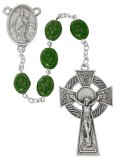 8 x 11 mm Oval Green Shamrock Rosary