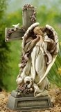 Angel with Cross Memorial Garden Statue 14.75" H