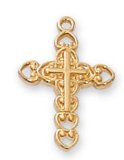 Gold over Sterling Silver Cross w 16" Chain, Boxed