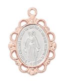 Rose Gold over Sterling Silver Miraculous Medal w/ 18" chain