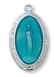 Sterling Silver and Enamel Miraculous Medal w/ 18" chain