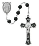 7mm Pewter Black Glass Rosary