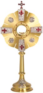 Monstrance with Red Stones and Crosses