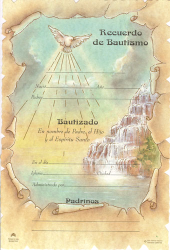 BAPTISM CERTIFICATE - SPANISH