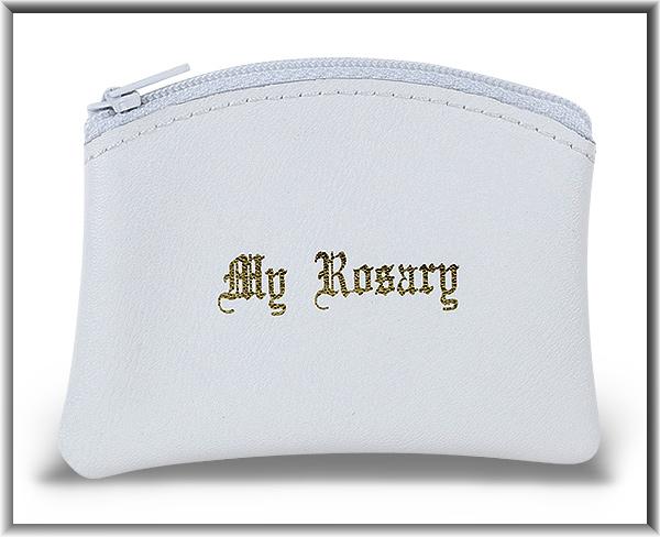 ROSARY CASE WHITE LEATHER