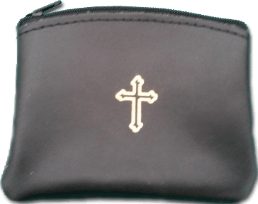 BLACK LEATHER ROSARY CASE