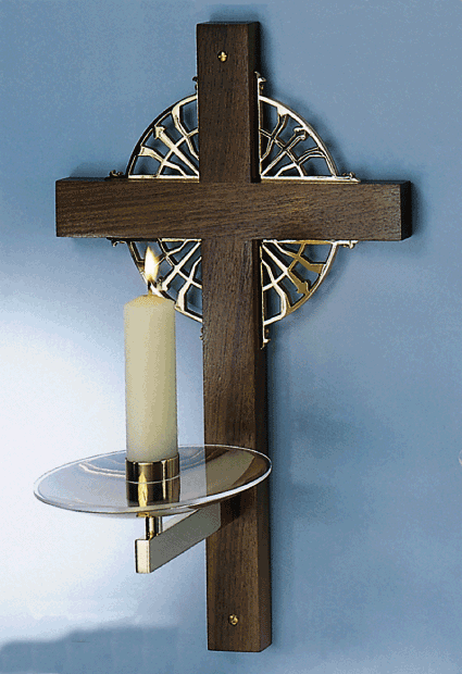 WOOD AND METAL CONSECRATION CANDLE HOLDER