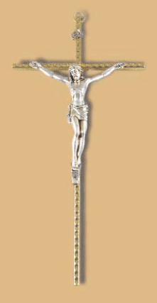 10 INCH HAMMERED SILVER COLORED CRUCIFIX