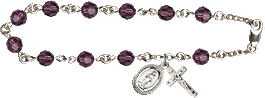 6mm AMETHYST CRYSTAL SILVER PLATED ROSARY BRACELET