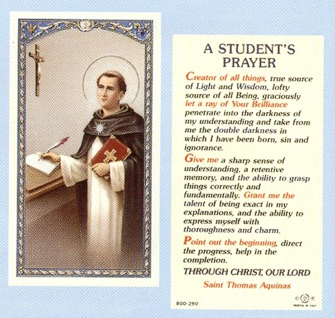 ST THOMAS AQUINAS STUDENT'S PRAYER