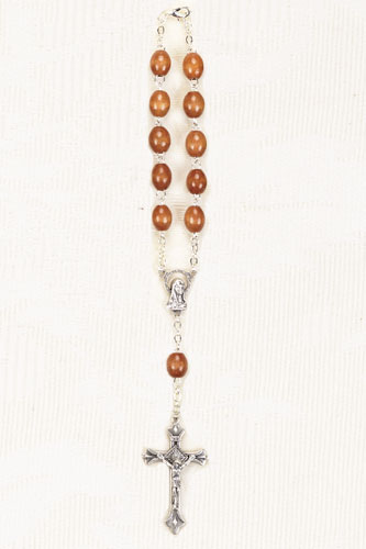 BROWN WOOD AUTO ROSARY