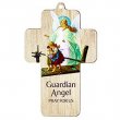 GUARDIAN ANGEL CROSS PLAQUE WOOD 4-3/4"