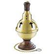 Censer, Brass with Wood Base 9"H