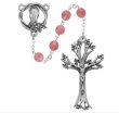 7MM Rose Glass Dogwood Rosary, deluxe boxed