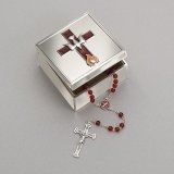 Confirmation Keepsake/Rosary Box w Dove and Flame 2.25" H