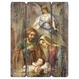 17" HOLY FAMILY WITH ANGEL DECORATIVE PANEL