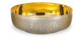 OPEN CIBORIUM, SILVER/GOLD LINED TEXTURED FINISH, 6-1/8" DIA, 300 HOST CAP