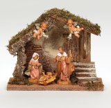 Nativity 5" Scale, 5 pieces and creche
