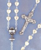 ROSARY PEARL HEART SHAPE FIRST COMMUNION
