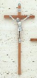 8 inch WOOD CRUCIFIX WITH SILVER CORPUS