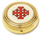 PYX with Epoxy Lid, Jerusalem Cross, 10 Host Cap.