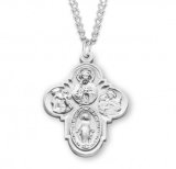 4-WAY MEDAL, Sterling Silver, 24" chain