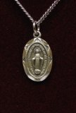 STERLING SILVER MIRACULOUS MEDAL 18" STAINLESS CHAIN