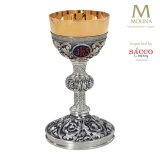 Chalice 12 oz, with Bas Relief and Enameled IHS Medallions, with Scale Paten