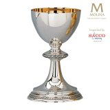 Chalice 12 oz., Hand-chiseled Rope Design, Silver-Plated with Dish Paten