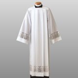 Traditional Alb with 5" Lace Band, IHS & Latin Cross