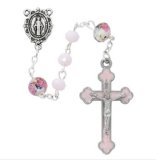 6MM PINK MATTE MIRACULOUS ROSARY, BOXED