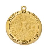 Gold over Sterling Silver St Michael Medal w/ 18" chain