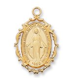 Gold over Sterling Silver Miraculous Medal w/ 18" chain
