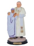 St Pope John Paul II with St Teresa of Calcutta 12" H