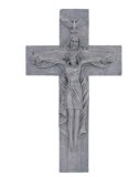 Trinity Crucifix 15" H gray stone finish