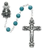 6mm Blue Miraculous Rosary, Boxed