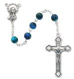 6mm Blue Swirl Rosary, boxed