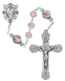 8mm Pink Crystal Flower Rosary