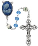 7mm Blue Crystal Cameo Rosary