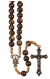 7 MM O L OF GRACE ROSARY W MARBELIZED BROWN BEADS