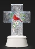 Cross with Cardinal LED 8.7" H