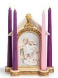 Advent Candle Holder with Holy Family image 10" H