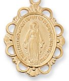 GOLD OVER STERLING SILVER MIRACULOUS MEDAL 18" CHAIN