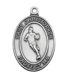 SPORTS PENDANT BASKETBALL, Sterling Silver w/ 24" chain