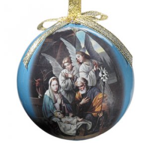 HOLY FAMILY WITH ANGELS ORNAMENT