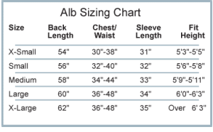 Alb sizing chart